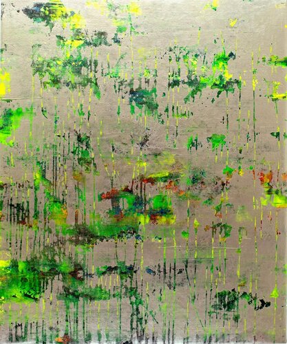 Neon reflection in silver shelter di Maria bostrom, Pittura in vendita su Singulart