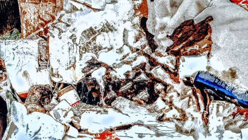 Bild mit blauer Dose van Stefan Görres, Werk op papier te koop op Singulart