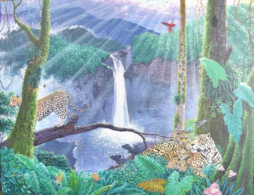 Vista hermosa a la cascada de San Rafael di José Luis Toaquiza Chugchilan, Pittura in vendita su Singulart
