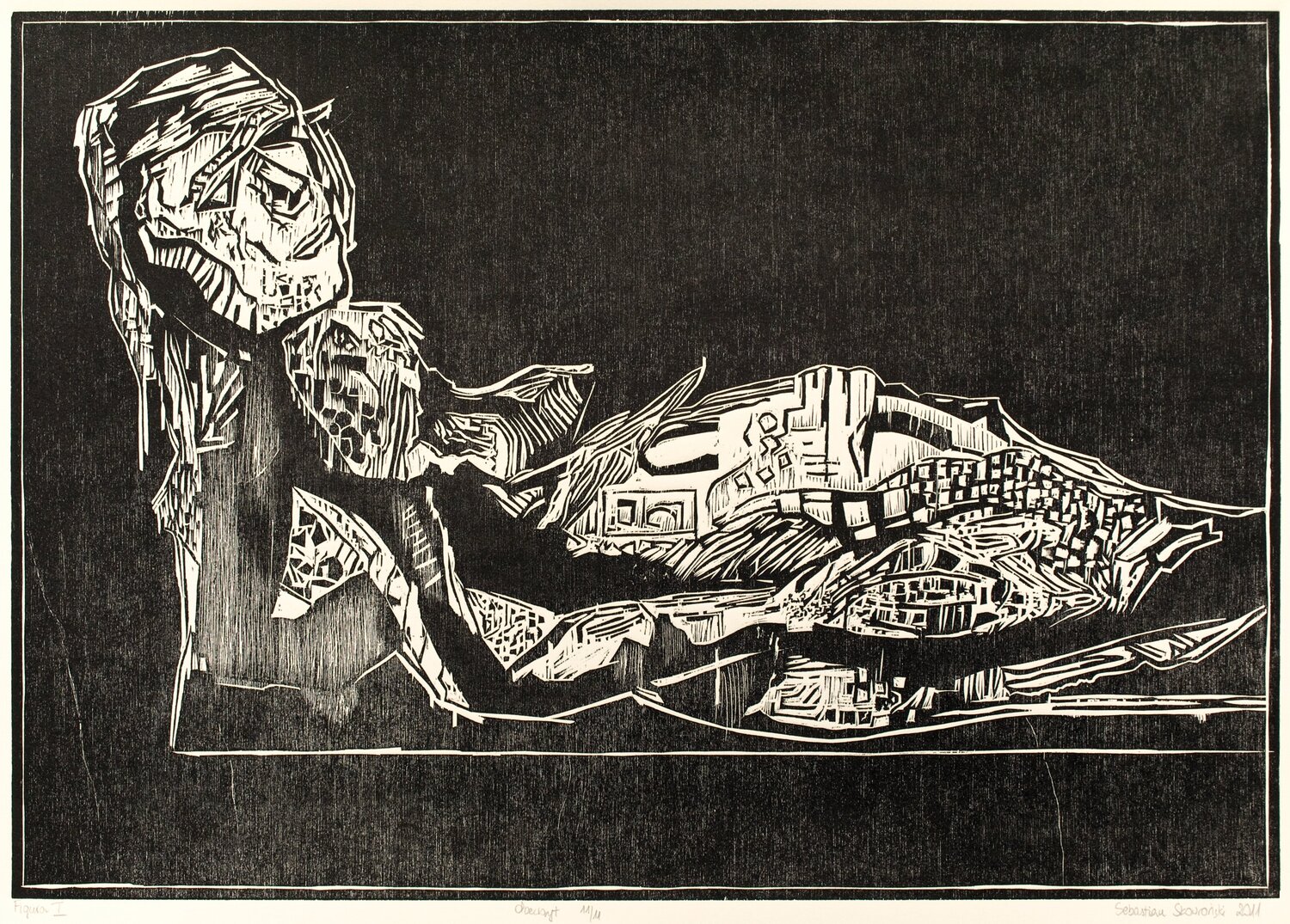 Figure I (woodcut) Sebastian Skowroński Druck zu verkaufen
