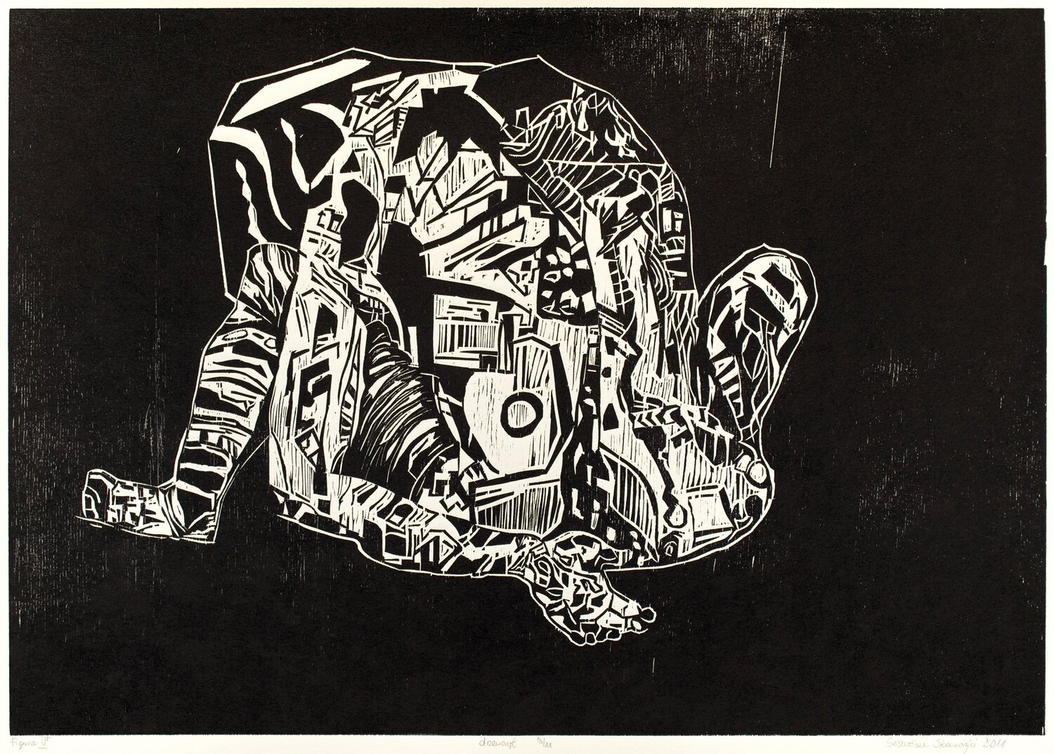 Figure V (woodcut) Sebastian Skowroński Druck zu verkaufen