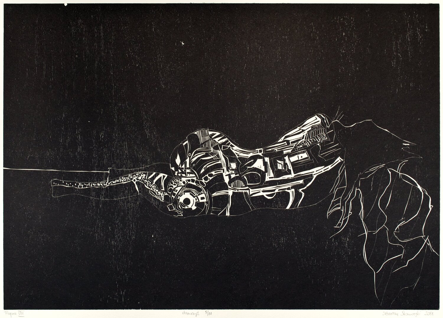 Figure VIII (woodcut) Sebastian Skowroński Druck zu verkaufen