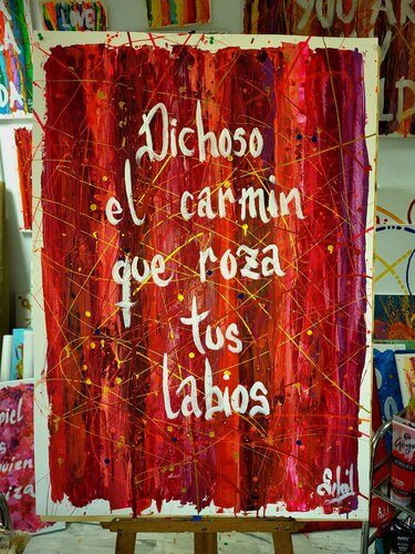 DICHOSO EL CARMIN QUE ROZA TUS LABIOS van Paco Soleil, Schilderij te koop op Singulart