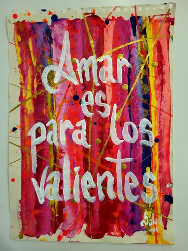 AMAR ES PARA LOS VALIENTES van Paco Soleil, Schilderij te koop op Singulart