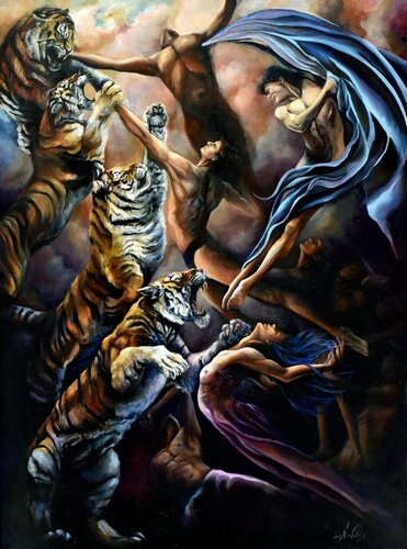 The Encounter van Lady Natalia Perez Lozano, Schilderij te koop op Singulart