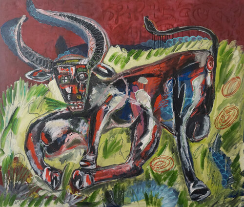 Liegender Stier by Peter Kupferschmitt, Painting for Sale on Singulart