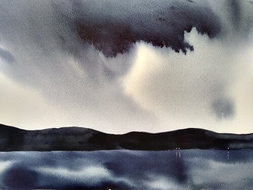 Headlights on the shoreline von Judith Beeby, Malerei kaufen auf Singulart