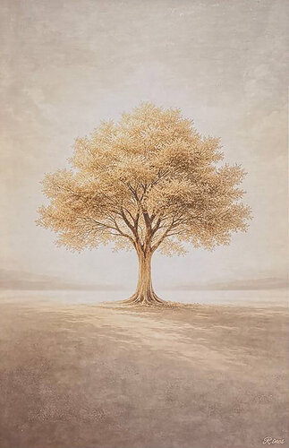 Golden Silence Tree par Marija Ruisi, Peinture en vente sur Singulart
