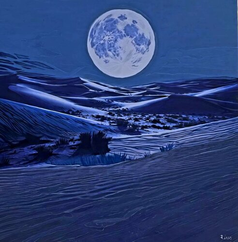 Désert Lunaire — Acrylique sur toile marouflée sur bois dur · 51 × 51 cm · 2024 de Marija Ruisi, Pintura a la venta en Singulart