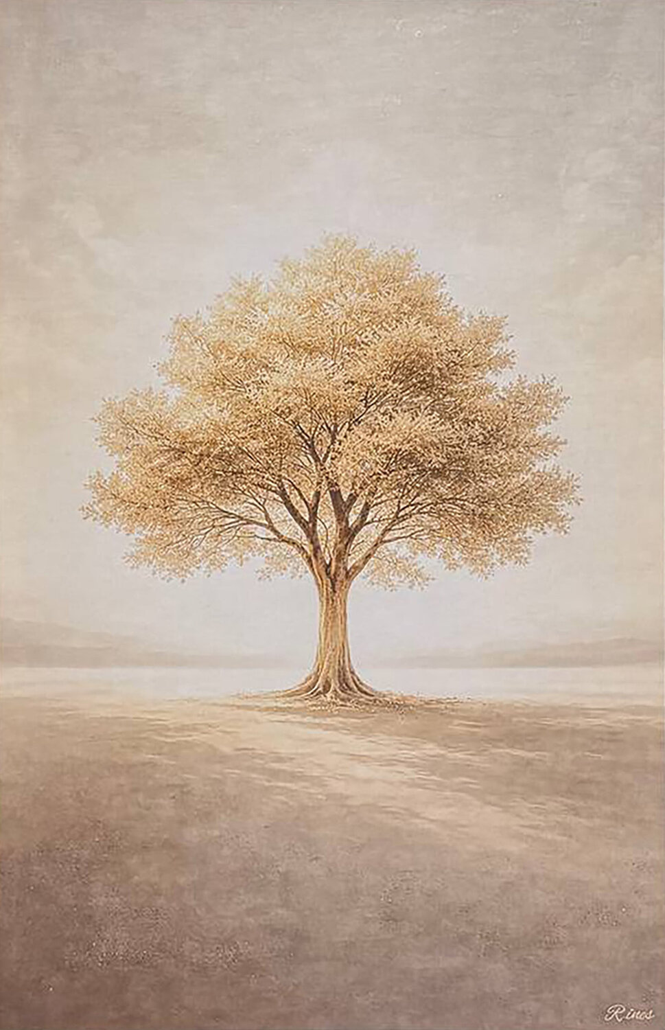 Golden Silence Tree Marija Ruisi Peinture originale à vendre