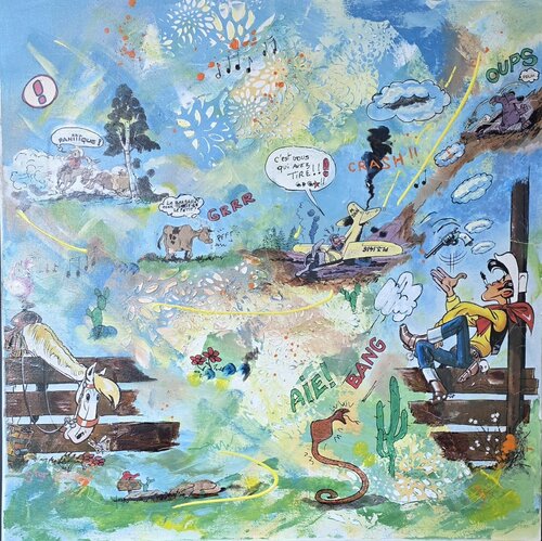 Lucky Luke...Qui a tiré? van Brigitte Esther Nellissen, Schilderij te koop op Singulart