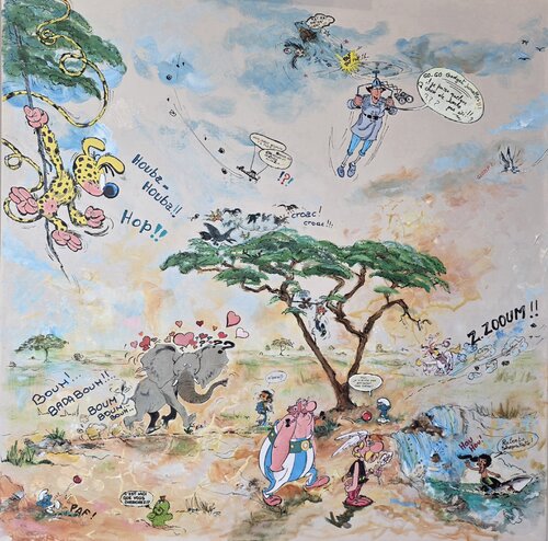 Rencontre en terre d'aventure van Brigitte Esther Nellissen, Schilderij te koop op Singulart