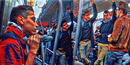 People in the New York subway digital photograph pic 2 van Yury Rud, Fotografie te koop op Singulart