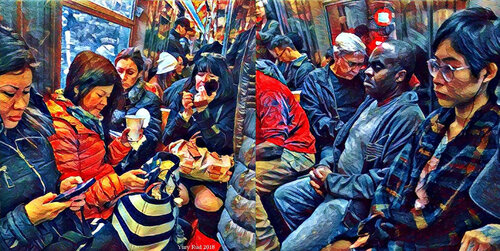 People in the New York subway digital photograph pic 3 van Yury Rud, Fotografie te koop op Singulart