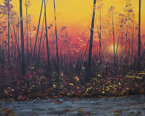 The Sun and the Trail in the Woods van Faith Patterson, Schilderij te koop op Singulart