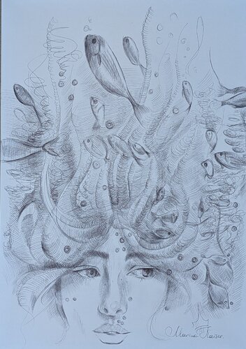 Mermaid van Marina Kaiser, Tekening te koop op Singulart
