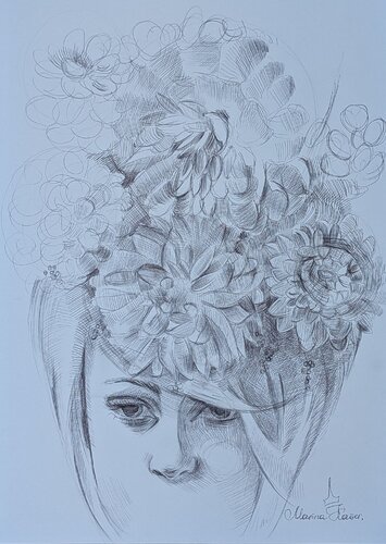 Dahlia van Marina Kaiser, Tekening te koop op Singulart
