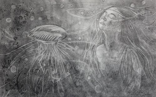 Die kleine Meerjungfrau/"Tiefer als Licht" by Marina Kaiser, Drawing for Sale on Singulart