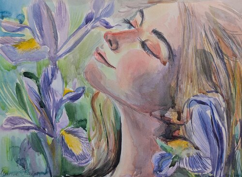 Iris-Inspiration van Marina Kaiser, Schilderij te koop op Singulart