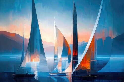 Segelboote abstrakt-10c di Manfred Rautenberg, Digitale in vendita su Singulart