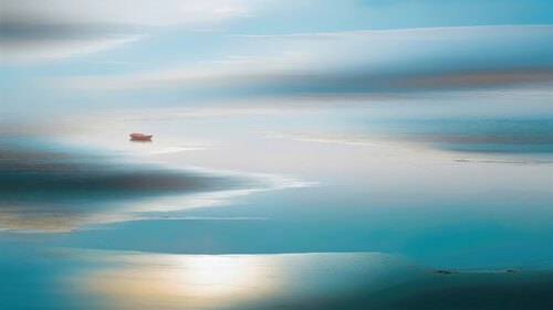 Boot im Wattenmeer-06 van Manfred Rautenberg, Digitaal te koop op Singulart