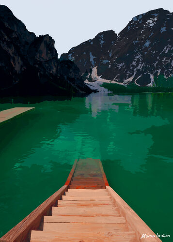 Hiking at Lake Braies by Marcus Larsson, Print for Sale on Singulart