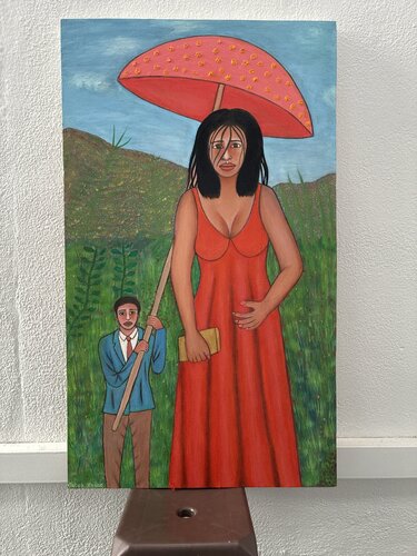 Woman with the umbrellas by Jacob Isaac, Painting for Sale on Singulart