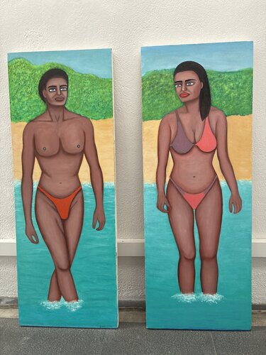 Couple on the beach by Jacob Isaac, Painting for Sale on Singulart