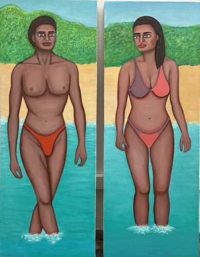 Couple on the beach von Jacob Isaac, Malerei kaufen auf Singulart