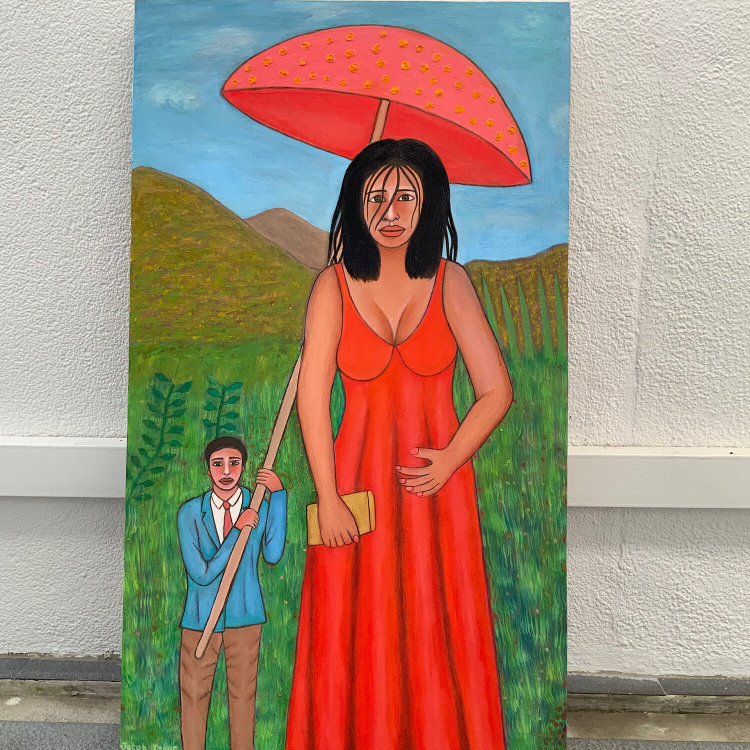 Woman with umbrella Jacob Isaac Pintura original en venta