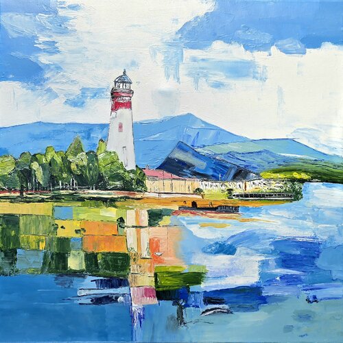 Lighthouse at the Old Danube by Anna Burger, 絵画 for Sale on Singulart