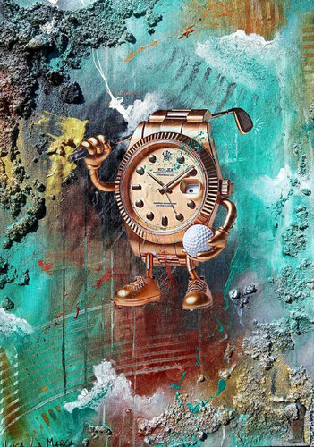 ROLEX & GOLF - Urban Luxury Pop Art Painting by Luca La Marca by Luca La Marca, 회화 for Sale on Singulart