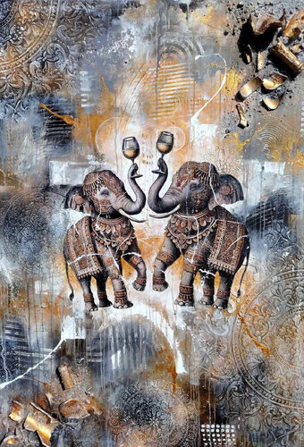 Celebration in Balance - Urban Luxury Pop Art Painting by Luca La Marca di Luca La Marca, Pittura in vendita su Singulart