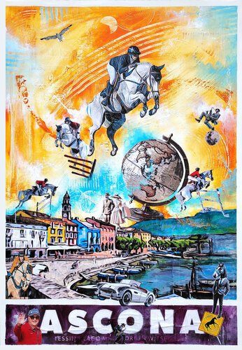 CSI ASCONA torneo internazionale salto ad ostacoli - Urban Luxury Pop Art Painting by Luca La Marca van Luca La Marca, Schilderij te koop op Singulart