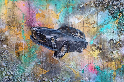 Maserati Gold Version - Urban Luxury Pop Art Painting by Luca La Marca von Luca La Marca, Malerei kaufen auf Singulart
