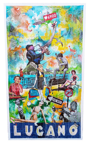 Lugano Crazy - Urban Luxury Pop Art Painting by Luca La Marca by Luca La Marca, 회화 for Sale on Singulart