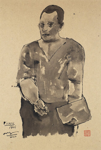"Self-Portrait with Palette" from Pablo Picasso (Paper-backed) by Hirofumi Miyauchi (Andecian), Work on Paper for Sale on Singulart