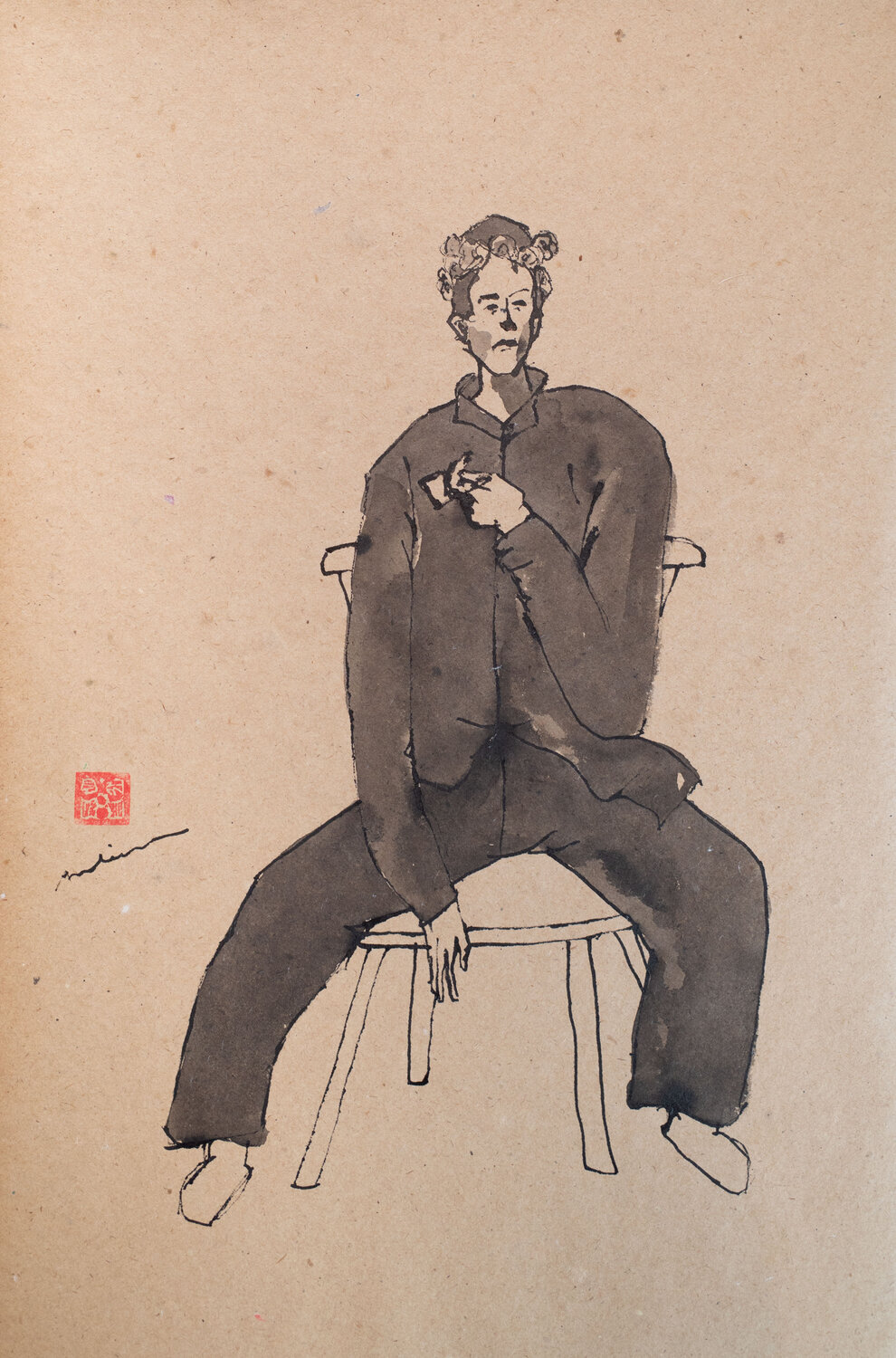 Boy with a Pipe (from Pablo Picasso) Hirofumi Miyauchi (Andecian) Opera su carta in vendita