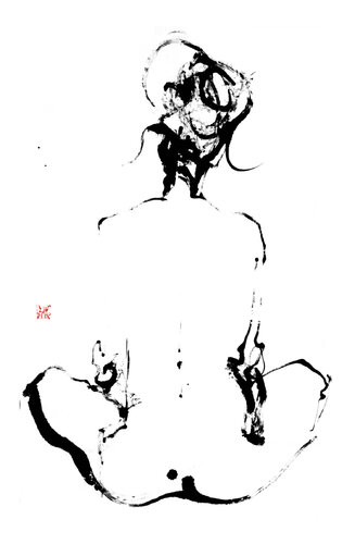 Iconienne assise de dos by yves dimier, Work on Paper for Sale on Singulart