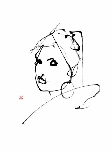 jeune fille à la perle N°5 by yves dimier, Work on Paper for Sale on Singulart