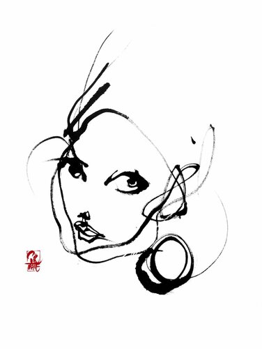 jeune fille à la perle N°3 by yves dimier, Work on Paper for Sale on Singulart