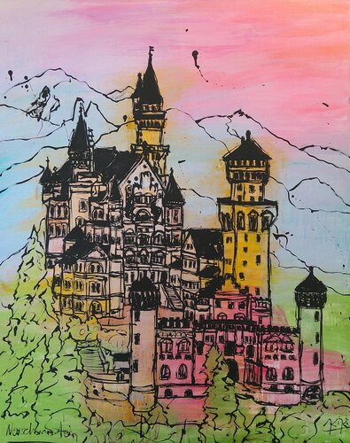 Neuschwanstein (Deutschland) par Kiki Bragard, Peinture en vente sur Singulart