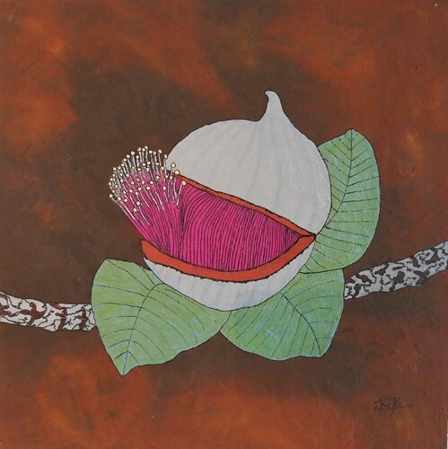 Eucalyptus Macrocarpa - Blüten auf Rost by Kiki Bragard, Painting for Sale on Singulart