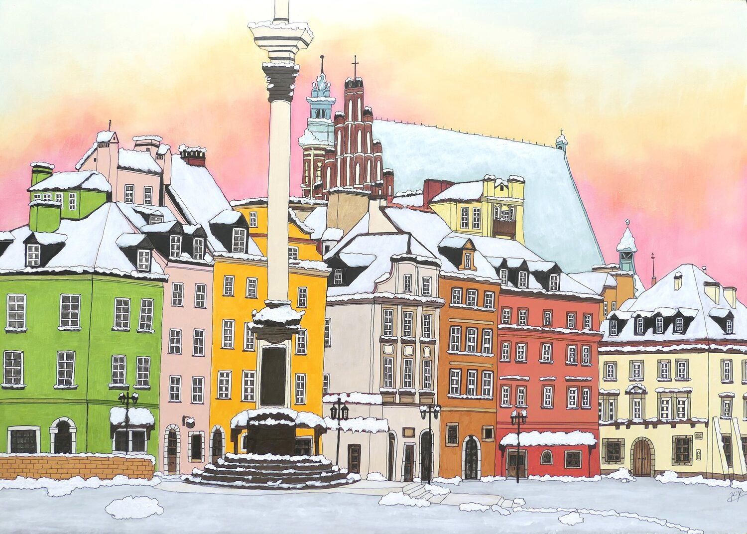 Stare Miasto (Warschau, Polen) Kiki Bragard Originalgemälde zu verkaufen