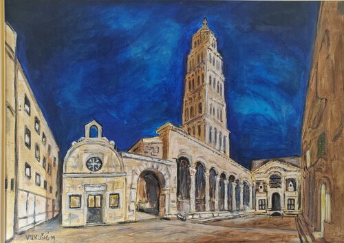 Dalmatia series-"Peristil in the Night Sky" von Maja Vukušić, Malerei kaufen auf Singulart
