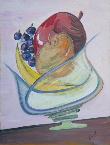 Fruit in a Crystal Bowl di Paul Davids, Pittura in vendita su Singulart
