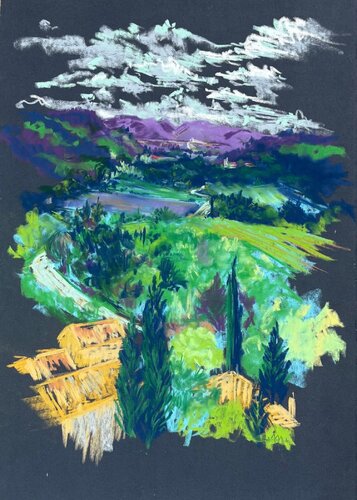 Au loin, la tour de Ferrier von Manon Spina, Malerei kaufen auf Singulart
