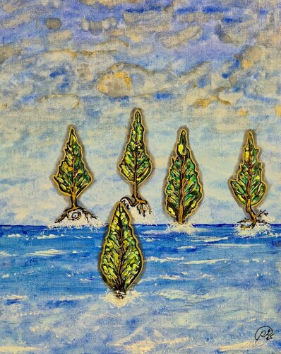 Cipreses en el mar van Ricardo Torres Martín, Schilderij te koop op Singulart