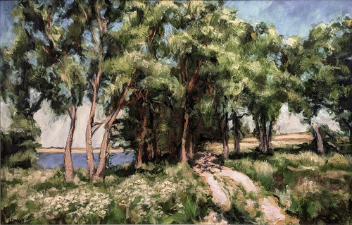 Summer Rhythm by the Riverbank van Ilgonis Rinkis, Schilderij te koop op Singulart