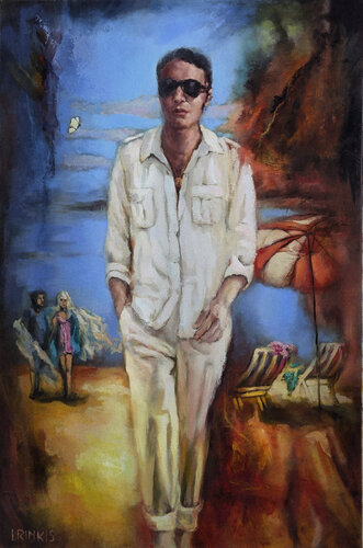 A WALK ALONG THE SEA. SELF-PORTRAIT di Ilgonis Rinkis, Pittura in vendita su Singulart